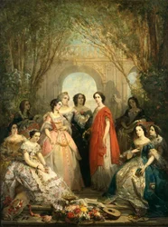 Las mujeres de la Comédie-Française en sus trajes, 1855